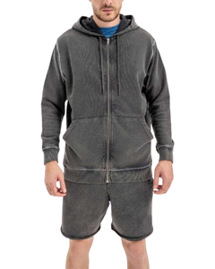 Pantalones cortos lavados con ácido de alta calidad para hombre, venta al por mayor, conjuntos cortos de lana de moda para hombre, ropa de calle de invierno, pantalones cortos con cremallera - Product Image 1