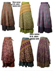 Jupe portefeuille en soie lavée pour femmes de luxe taille naturelle coupe réglable Style Vintage imprimés ethniques été léger en vrac - Product Image 2