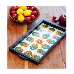 Latest 2025 Wholesale Enamel Resin Inlay Serving Tray White & <b>Green</b> Display Home And Party Serving Tray Variety of Colors - Product Image 2