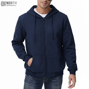 Jersey con capucha de algodón 100% para hombre, diseño de cremallera personalizado, bordado de alta calidad, ropa de calle de gran tamaño para invierno, con capucha sólida - Product Image 2