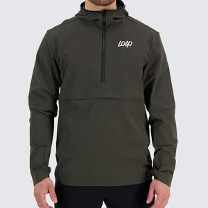 Chaqueta Anorak de entrenamiento al aire libre de secado rápido transpirable elástica ligera personalizada para hombre cierre de cremallera a prueba de viento estampado de concha suave - Product Image 1
