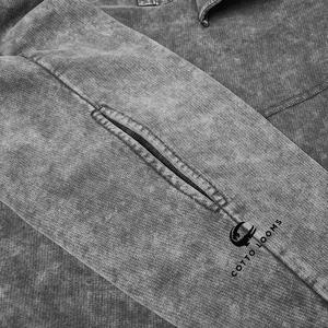 Sudaderas con capucha para hombre superventas lavado ácido 100% algodón color sólido transpirable manga completa casual moda sudaderas con capucha al por mayor OEM - Product Image 2