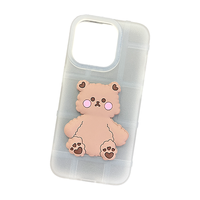 Coque de téléphone carrée en TPU avec couverture de téléphone en silicone transparente Adorable protecteur de conceptions en forme d'animal pour iPhone 15 Pro Max