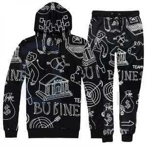 Chándal deportivo de patrón sólido de invierno Prendas de abrigo Traje de sudor con cremallera ecológico con capucha a prueba de viento y conjunto de joggers transpirables - Product Image 1