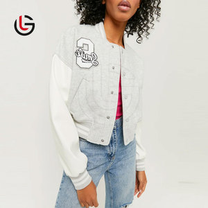 Chaqueta recortada con letras cortavientos para mujer más vendida estilo de punto relleno de algodón con forro de lana - Product Image 5