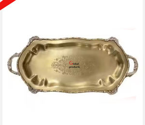 Bandeja de Servicio de Diseño Metálico con Acabado Dorado de Estilo Clásico para Hotel, Restaurante y Bar - Product Image 1
