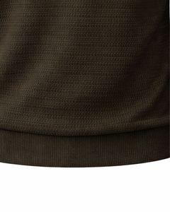 Pull en maille texturée fine pour homme personnalisé, manches longues, col boutonné, décontracté, pull d'hiver en olive foncé - Product Image 6
