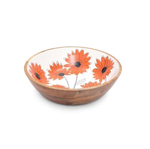Ensaladera de madera más buscada, estampado de flores esmaltadas duraderas para el hogar, mesa de restaurante, servicio de comida, utensilios de cocina Premium, cartón - Product Image 1