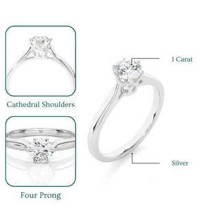1 Carat Round Moissanite <b>Solitaire</b> Engagement <b>Ring</b> in <b>Silver</b> Elegant and Durable Jewelry Piece - Product Image 5