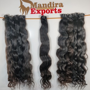 100% brut vierge naturel noir couleur cheveux humains non transformés Bodywave faisceaux indien Temple Extensions de cheveux humains - Product Image 6