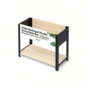 Jardinière rectangulaire moderne en bois 78x36x72cm Naturel et Noir High UPYARD 0437 pour pots et jardinières Kronus - Product Image 3