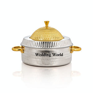 Marmite en acier inoxydable martelée, polie miroir, faite à la main, design classique, forme ronde, élégante, chauffe-plats en métal - Product Image 3