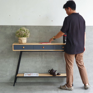 Modern Luxury <b>Console</b> Table 120x30x85cm Iron Legs Drawers Mirrored Wood Marble for Villa Living Room Bedroom Hotel Use-CST062 - Product Image 6