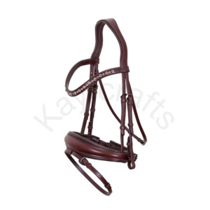 Brida de doma negra elegante con banda para cejas de cristal gris, corona anatómica y banda para la nariz acolchada - Product Image 1