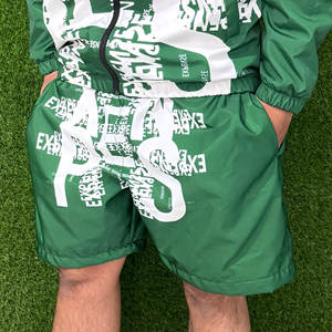 Ensemble de survêtement 2 pièces pour homme, streetwear sport, printemps-été, coton et polyester, grande taille, uni, sweat à capuche et short - Product Image 4