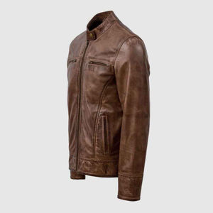 Chaqueta de Cuero Premium para Hombre - Estilo Urbano Moderno, Impermeable y Cortavientos, con Logotipo Frontal, para Uso Diario Informal - Product Image 6