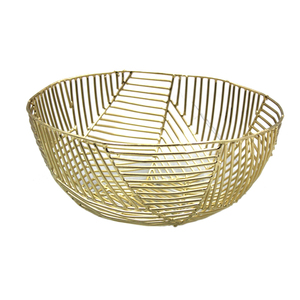 Cuenco para servir comida de forma redonda de hierro con diseño de alambre, cuenco dorado para servir frutas y mesa, cuencos decorativos hechos a mano a granel - Product Image 1