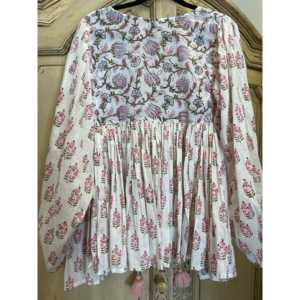 Top Estilo Bohemio Nostalgic Meadow, Transpirable, de Lino, para Mujer, con Estampado Floral, Encaje Bordado y Decoración de Lentejuelas, Talla Única - Product Image 5