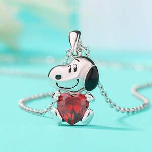 สร้อยคอจี้สวยงาม Jeulia Hug Me Live in the Present Puppy Heart Cut เงินสเตอร์ลิง - Product Image 5
