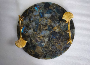 Plateau de service artisanal en agate multicolore de haute qualité, forme arrondie, avec poignée, poli, pour la maison, l'hôtel, le restaurant, décoratif - Product Image 5
