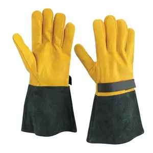 Guantes mecánicos de cuero de oveja de alta calidad para hombre y mujer, guantes de seguridad para invierno, color amarillo