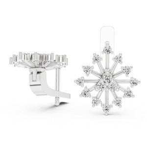 Round Moissanite Floral Starburst <b>Stud</b> Earrings 925 <b>Sterling</b> <b>Silver</b> Collet Set 30-Stone - Product Image 5