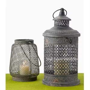 New Decorative Metal & Glass Hanging <b>Lantern</b> Black Finished for Christmas & Garden Decorative Candle <b>Lantern</b> Sets - Product Image 6