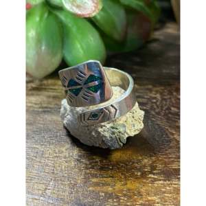 Raymond Begay <b>Adjustable</b> <b>Ring</b> Opal & Sterling Silver Rose Gold & Gold Plated Rhodium Setting Inlay Gift for Size 9.25 - Product Image 4