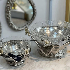 Cuenco Dorado con Diseño de Flor y Hojas, Base de Metal para Decoración de Mesa en Hogares, Hoteles y Restaurantes, Almacenamiento de Frutas - Product Image 4