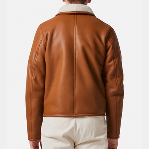 Chaqueta de Invierno para Hombre, Chaqueta de Cuero Estilo Bomber B3, Cálida, de Piel de Oveja Genuina, Sherpa, Piel Sintética - Product Image 3