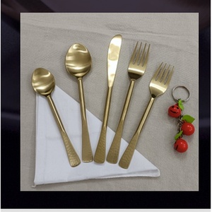 ชุดช้อนส้อมสแตนเลสมือจับสีทองสุดหรูชุดช้อนส้อมมีดทันสมัยชุดเครื่องใช้บนโต๊ะอาหารเครื่องครัวกระจกเหล็ก - Product Image 2