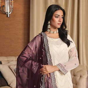 Bin Hameed diseñador mujer 3 piezas gasa bordado pakistaní Panjabi vestido fiesta desgaste Vol RINA trajes de novia - Product Image 3