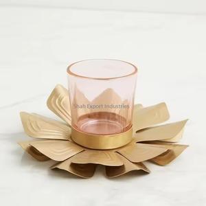 Popular Metal Gold Lotus <b>Tea</b> <b>Light</b> Candle <b>Holder</b> With Mini <b>Glass</b> <b>Lights</b> for Ramadan Home Decoration Tealight <b>Holder</b> - Product Image 4