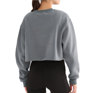 Sweat-shirts à capuche décontractés tendance en coton et polyester, crop top d'entraînement pour femme, streetwear doublé en polaire anti-rétrécissement - Product Image 5