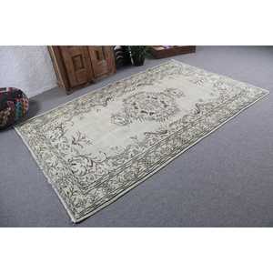 Tapis turc vintage 5,3 x 8,4 pieds, grand tapis, tapis patchwork blanc - Product Image 2