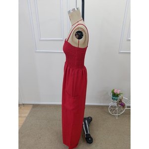 Mono largo de mujer de Jane con tirantes, detalle elástico en el busto y bolsillos, overol casual de pierna ancha para uso diario - Product Image 5