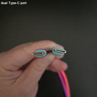 Cables USB Tipo C a USB Tipo C de Cobre Puro con Trenzado de Tela RGB Degradado en Colores Arcoíris