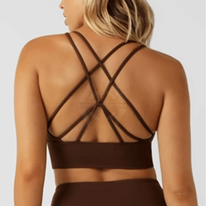 Hecho en Pakistán Mujeres Sujetador deportivo transpirable ecológico de alto soporte Spandex/Nylon Logo frontal Ropa activa - Product Image 4