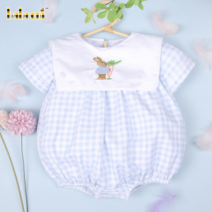 Combinaisons pour bébé garçon, motif à carreaux brodé à la main, personnalisées OEM ODM, en spandex/coton, luxe, été, certifiées OEKO-TEX, complètes - Product Image 2