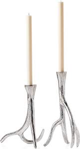 Bougeoir conique en bois de cerf en aluminium argenté fait à la main rustique décoratif bougeoirs Mantel Festive Home Christmas Decor - Product Image 3