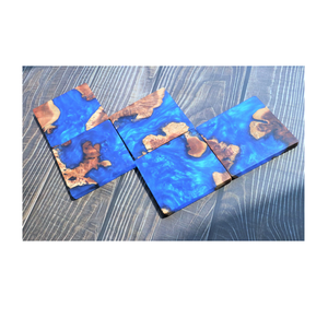 ชุดภาชนะใส่อาหาร6ชิ้นพร้อมถาดรองแก้วทำจากเรซินและไม้หลากสี - Product Image 4