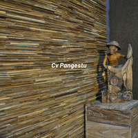 Revêtement mural insonorisant et absorbant le son en bois de teck recyclé au design géométrique moderne pour les divertissements, les maisons et les villas