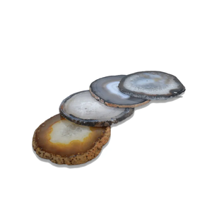 Sous-verres de 4 pouces polis miroir agate bordure argentée pour boisson fournitures d'hôtel et de restaurant sous-verres de décoration de table uniques - Product Image 3