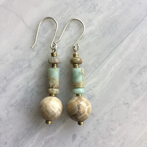 Boho ต่างหูลูกปัดด้วยการออกแบบสีฟ้าครามแอนดี้ cascading Fringe, เครื่องประดับของขวัญที่ไม่ซ้ำกัน - Product Image 1