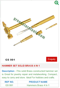 Ensemble de marteaux en laiton massif 4 en 1 GS 991 outils de bijoux pour outils de bijoux - Product Image 2