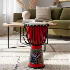 SOLOBEAT - Djembé Profesional Rojo, Instrumento de Percusión de Madera Pintado a Mano, 5 kg, 50 cm de Diámetro - Product Image 1