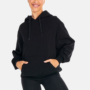 Sudadera extragrande de algodón 100% para mujer, 500GSM, logotipo impreso personalizado, sudaderas con capucha y hombros caídos, venta al por mayor - Product Image 2