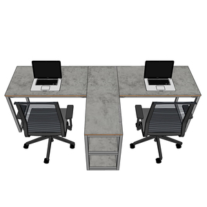 HBMN021 Minimalist Melamine Cluster <b>Desk</b> for 2 People L-Shaped Office Furniture with Shelving for Side-By-Side <b>Work</b> - Product Image 2