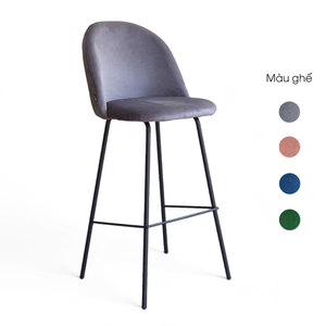 Taburete Alto Contemporáneo con Estructura Metálica y Tapicería de Tela para Bar en Casa y Cafetería - Product Image 1