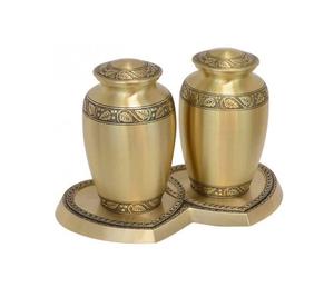 Urnas de latón para cremación, Peltre dorado grabado con Base para cenizas de adultos, recuerdo, urnas de latón para cenizas - Product Image 4